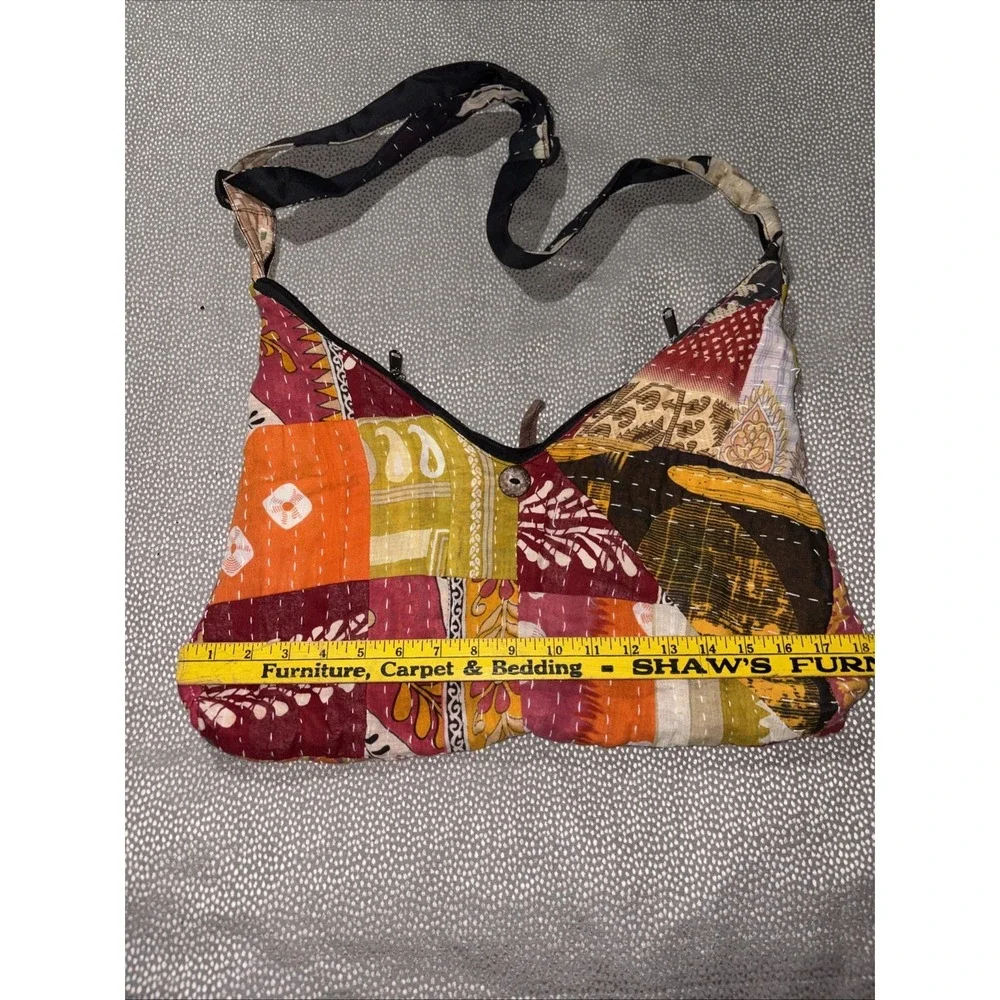 Kathmandu Imports Patchwork Hobo Bag Vibrant‎ Kantha Stitching Crossbody